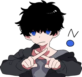 ❌ X Anime, Con trai, Cử chỉ, Dấu thập, Dấu hiệu, Không telegram sticker
