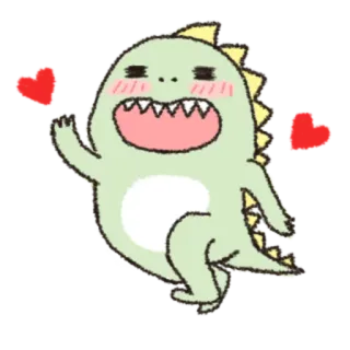 🎋 dinosaure, mignon, dessin animé, cœur, animal, drôle, personnage telegram sticker