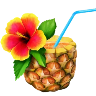 🍹 piña, bebida, tropical, flor, cóctel, verano, fruta telegram sticker