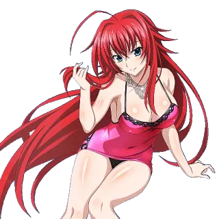 💄 Rias Gremory High School DxD Anime, Cabelo Vermelho, Diabo, Sexy, Fan Art, Lingerie telegram sticker