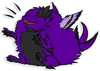 😇 mignon, duveteux, monstre, violet, ailé, dessin animé whatsapp sticker