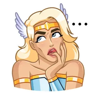 😕 ... mulher, desenho animado, loira, asas, pensando, expressão telegram sticker