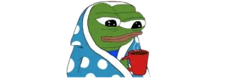 ☘ Pepe the Frog pepe, sapo, meme, triste, cobertor, aconchegante, bebida telegram sticker