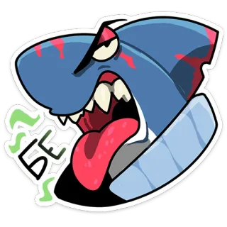 ⭐ БЕ Rekin, Kreskówka, Zły, Agresywny, Krew telegram sticker