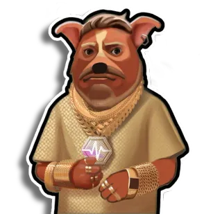 🥇 dog, cartoon, animal, gangster, gold, jewelry, wealthy telegram sticker