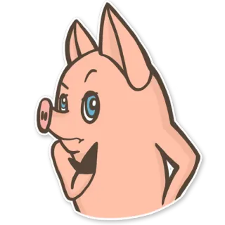 🤔 pig, animal, cartoon, cute, pink, character telegram sticker