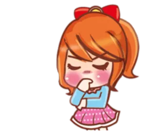 😑 Hoạt hình, Cô gái, Anime, Suy nghĩ, Dễ thương, Kawaii telegram sticker