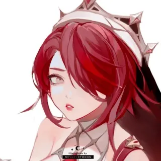 😫 Rosaria Genshin Impact anime, cabelo ruivo, pele pálida, coroa, Genshin Impact, video game telegram sticker