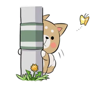 👀 собака, сиба ину, животное, мультфильм, бабочка, милый telegram sticker