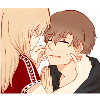😊 Аниме, Пара, Любовь, Иллюстрация, Отношения, Мультфильм telegram sticker