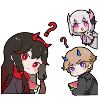 ❓ アニメ, 漫画, スイカ, 質問, 悪魔 telegram sticker