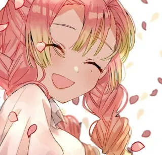 🌸 Mitsuri Kanroji Demon Slayer 애니메이션, 캐릭터, 귀멸의 칼날, 칸로지 미츠리, 분홍 머리, 귀여운 whatsapp sticker