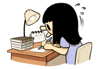 📒 studying, writing, homework, desk, student, calendar, books, lamp telegram sticker