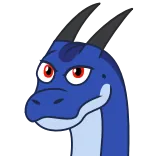 😒 dragon, cartoon, blue, animal, reptile, fantasy telegram sticker