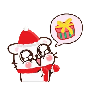 🎁 regalo, navidad, lindo, dibujos animados, invierno, animal, celebración whatsapp sticker