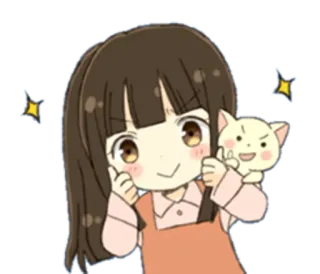 👍 Anime, Dziewczyna, Słodkie, Kot, Błysk telegram sticker