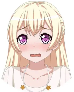 😥 Anime, cabelo loiro, olhos roxos, personagem, feminino telegram sticker