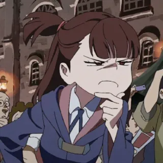🤔 Atsuko Kagari Little Witch Academia Anime, Hexe, Denken, Süß, Cartoon, Manga telegram sticker