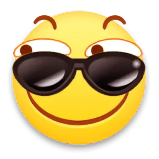 😎 Emoji, Uśmiech, Okulary przeciwsłoneczne, Cool, Żółty telegram sticker