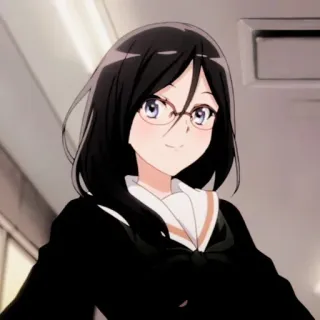 🍭 Reina Kousaka Sound! Euphonium anime, girl, school uniform, glasses, black hair, smile whatsapp sticker