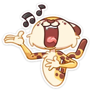 🎶 guepardo, música, animal, dibujos animados, cantar, alegre telegram sticker