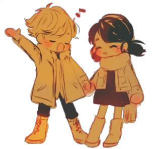 😍 couple, dessin animé, hiver, amour, mignon, art, gens telegram sticker