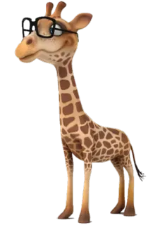 👓 Giraffe, Brille, Nerd, Tier, Säugetier, Cartoon, niedlich telegram sticker
