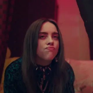 🕸 Billie Eilish cantante, celebrità, donna, ritratto, capelli verdi, musica telegram sticker