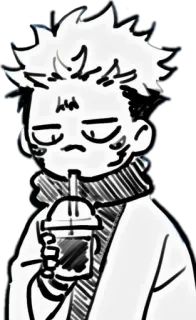 😐 Yuji Itadori Jujutsu Kaisen Anime, Manga, Jujutsu Kaisen, Yuji Itadori, Bubble Tea, Trinken, Charakter telegram sticker