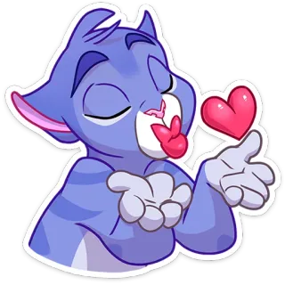 😘 gatto, bacio, cuore, amore, cartone animato, carino, animale, personaggio telegram sticker
