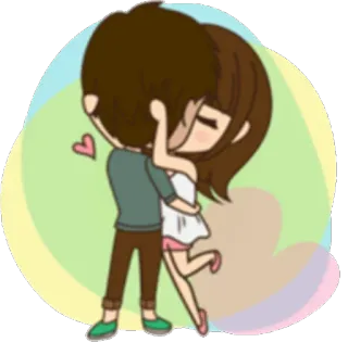 💋 love, couple, kiss, cartoon, romance, affection whatsapp sticker