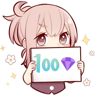 💯 100 Anime, Sticker, Cartone animato, Carino, Ragazza, Diamante telegram sticker