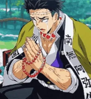 🥺 Gyomei Himejima Demon Slayer 南無阿弥陀仏 Anime, Demon Slayer, Gyomei Himejima, pleurs, Personnage, triste telegram sticker