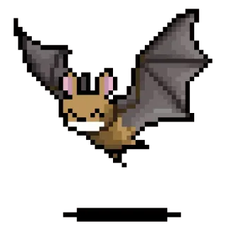 😄 bat, animal, flying, cute, pixel art, cartoon, mammal whatsapp sticker