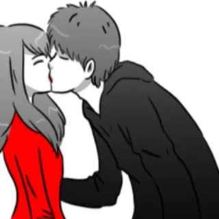 💋 baciare, cartoni animati, coppia, amore, relazione telegram sticker