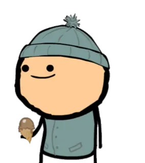 🍦 Cyanide and Happiness, 卡通, 角色, 冰淇淋, 冬天, 帽子 whatsapp sticker