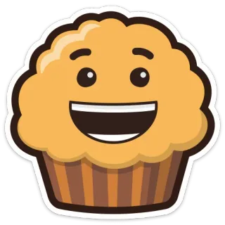 😀 มัฟฟิน, อาหาร, ของหวาน, ขนมอบ, การ์ตูน, น่ารัก, การอบ telegram sticker