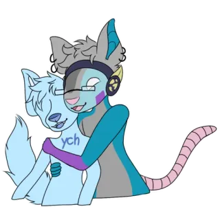 🤗 ych Furry, Abrazo, Animal, Personaje, Dibujo whatsapp sticker