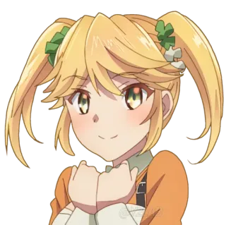 😊 Anime, Gadis, Karakter, Pirang, Kuncir dua, Senyum telegram sticker