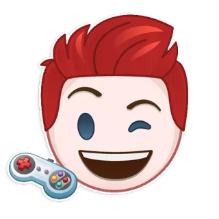 🕹 emoji, gaming, controller, winking, face, red hair telegram sticker