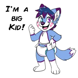 🥳 I'M A BIG KID! cartoon, furry, diaper, animal, kid, wholesome telegram sticker