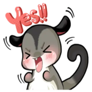 🙃 Yes!!! 귀여운, 슈가글라이더, 신나는, 행복한, 만화, 동물 whatsapp sticker