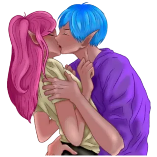 ❤️ 키스, 엘프, 커플, 로맨스, 사랑, 판타지 telegram sticker