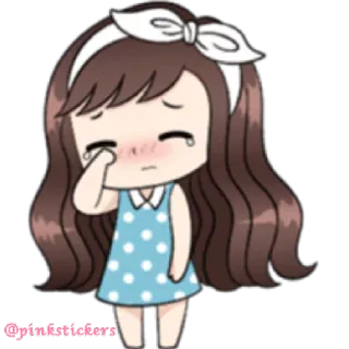 😢 @pinkstickers sticker, cartoon, girl, crying, sad telegram sticker