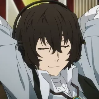 🎧 Osamu Dazai Bungou Stray Dogs Anime, Fones de ouvido, Dazai, Bungou Stray Dogs, Personagem telegram sticker