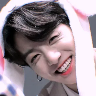 🐰 Jungkook 柾国, 防弹少年团, K-pop, 歌手, 偶像, 可爱, 兔耳朵, 微笑 telegram sticker