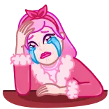 😭 crying, sad, pink, cartoon, emotion, upset, tearful, distressed telegram sticker