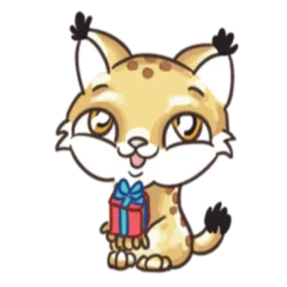 🎁 linh miêu, động vật, mèo, quà tặng, dễ thương, hoạt hình whatsapp sticker