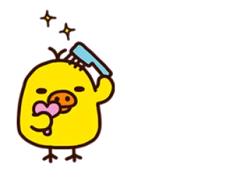 ✨ สัตว์, การ์ตูน, น่ารัก, สีเหลือง, เป็ด, ผม, แปรง telegram sticker