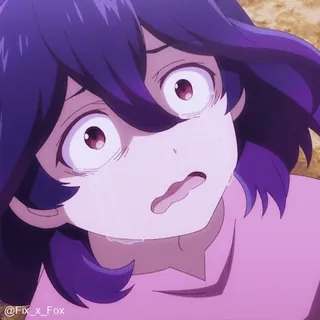 😱 アニメ, 怖い, 泣く, 困る, 心配, 紫髪 whatsapp sticker